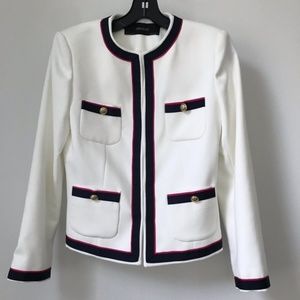 BRAND NEW Zara White Blazer with Pink Trim
